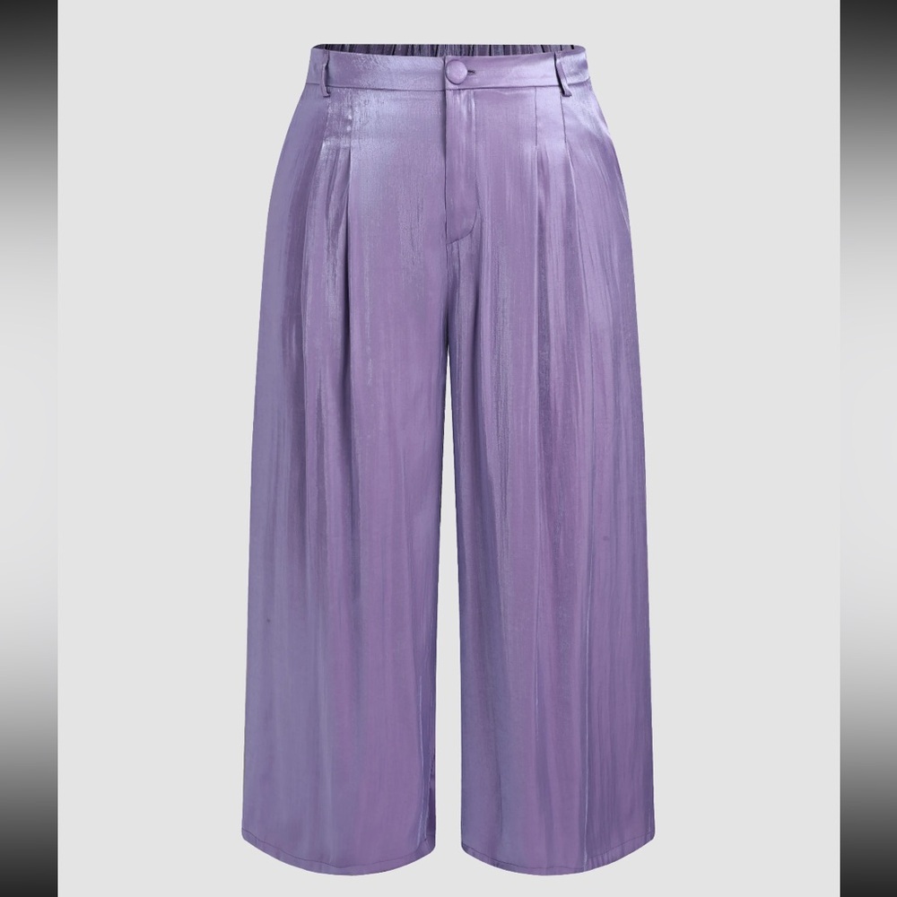 Cider wide legged purple satin pants